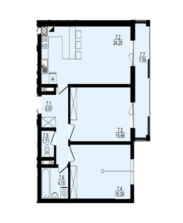 2-комнатная 75.52 м² в ЖК Globus Panorama от 18 000 грн/м², Львов