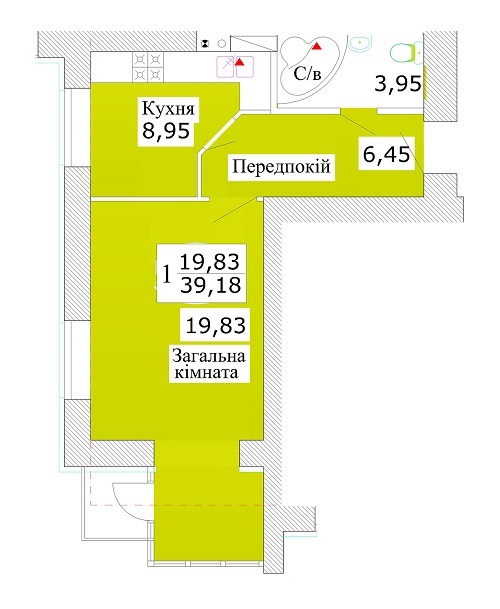 1-комнатная 39.18 м² в ЖК Теплый стан от застройщика, г. Ирпень