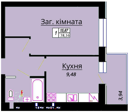 1-комнатная 38.16 м² в ЖК Green Life от 15 550 грн/м², г. Ирпень