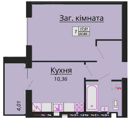 1-кімнатна 41.04 м² в ЖК Green Life від 15 550 грн/м², м. Ірпінь