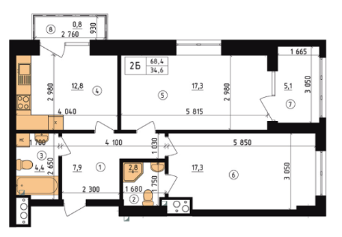 2-комнатная 68.4 м² в ЖК Henesi House от 17 580 грн/м², Киев