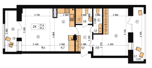 2-комнатная 77 м² в ЖК Henesi House от 17 580 грн/м², Киев