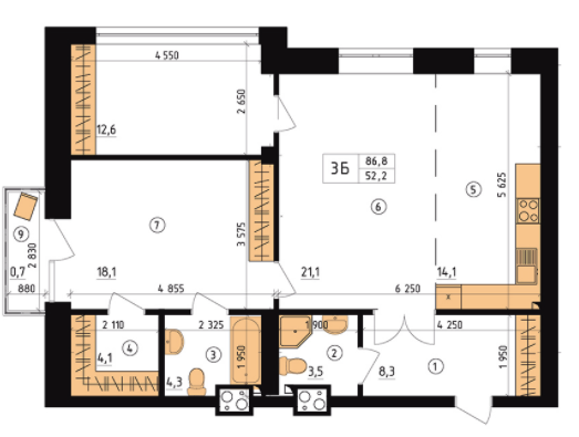 3-комнатная 86.8 м² в ЖК Henesi House от 17 580 грн/м², Киев