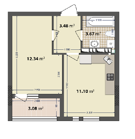 1-кімнатна 33.67 м² в ЖК IL Patio від 18 000 грн/м², Київ