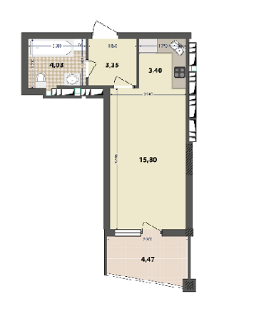 1-кімнатна 31.05 м² в ЖК IL Patio від 18 000 грн/м², Київ