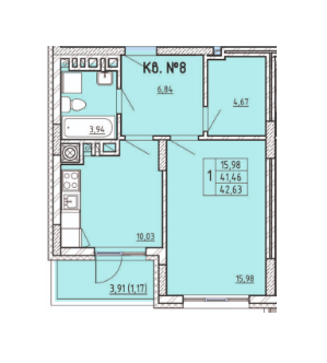 1-комнатная 42.63 м² в ЖК LakePark от 20 960 грн/м², Львов