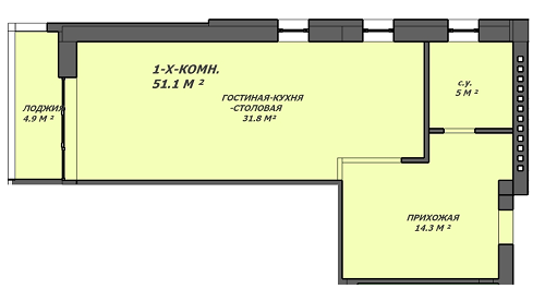 1-кімнатна 51.1 м² в ЖК Loft House від 14 100 грн/м², Дніпро