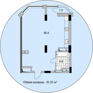 1-комнатная 61.02 м² в ЖК PecherSKY от застройщика, Киев