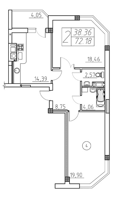 2-комнатная 72.18 м² в ЖК Prestige Apartments от 20 300 грн/м², Ровно