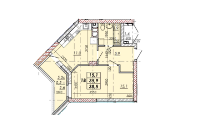 1-кімнатна 38.5 м² в ЖК RealPark від 19 150 грн/м², Одеса