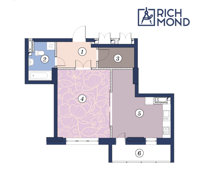 1-комнатная 55.8 м² в ЖК Richmond от застройщика, Киев