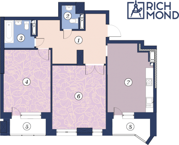 2-комнатная 85.3 м² в ЖК Richmond от застройщика, Киев