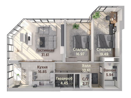 2-кімнатна 110.36 м² в ЖК Sherwood від забудовника, Київ