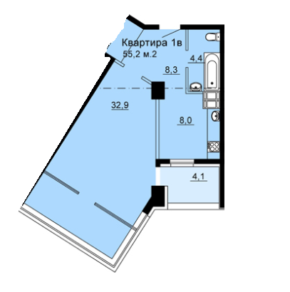 1-кімнатна 55.2 м² в ЖК SkyCity від забудовника, Дніпро