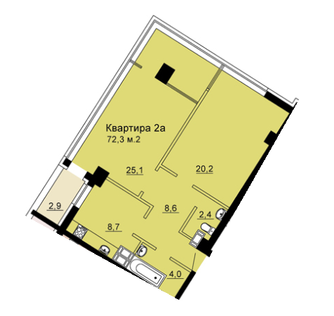 2-комнатная 72.3 м² в ЖК SkyCity от 13 000 грн/м², Днепр