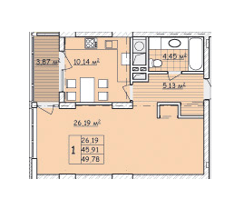 1-комнатная 49.78 м² в ЖК Strim Towers от застройщика, Львов