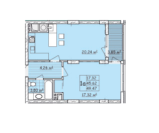 1-комнатная 49.47 м² в ЖК Strim Towers от застройщика, Львов