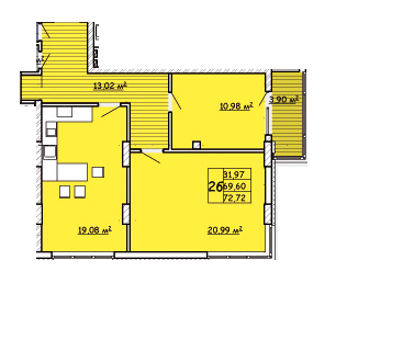 2-кімнатна 72.72 м² в ЖК Strim Towers від забудовника, Львів