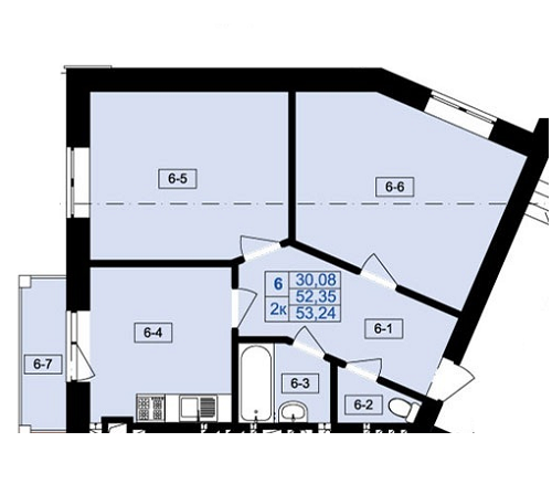 2-комнатная 53.24 м² в ЖД Вилла Бельведер от застройщика, г. Винники