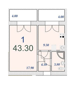 1-кімнатна 43.3 м² в ЖБК Південно-Західний від забудовника, Хмельницький