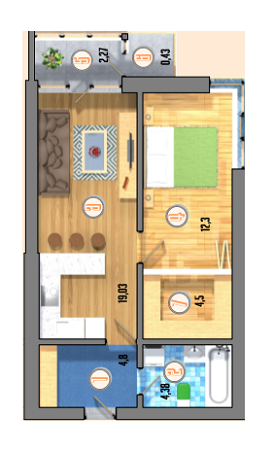 1-комнатная 47.71 м² в КД Покрова 2 от 11 500 грн/м², г. Ирпень