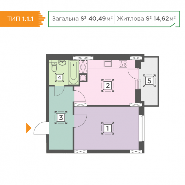 1-кімнатна 40.49 м² в ЖК Melody Park від 14 200 грн/м², с. Проліски