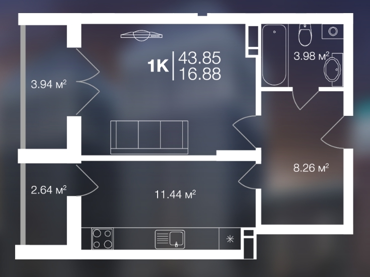 1-кімнатна 43.85 м² в ЖК Irpin City від забудовника, м. Ірпінь