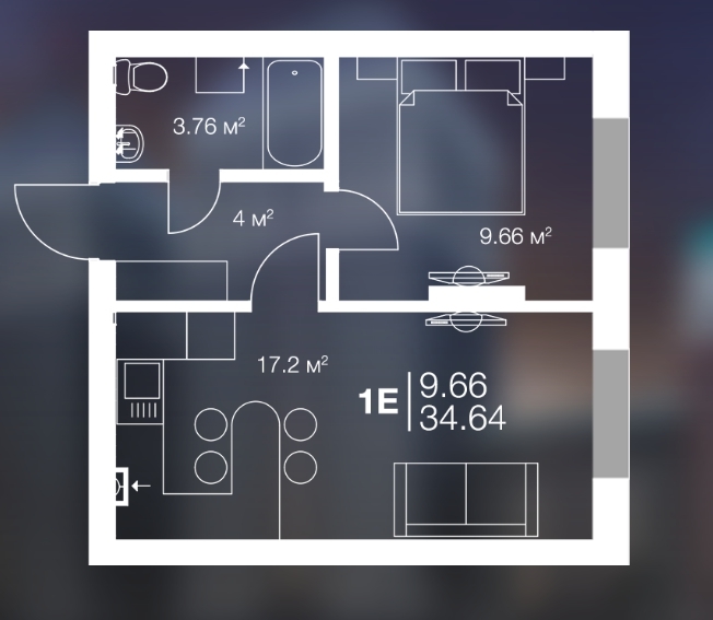 1-кімнатна 34.64 м² в ЖК Irpin City від 11 000 грн/м², м. Ірпінь