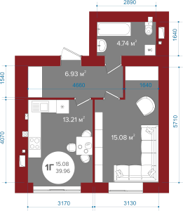 1-комнатная 39.96 м² в ЖК Олимп от 23 250 грн/м², г. Ирпень