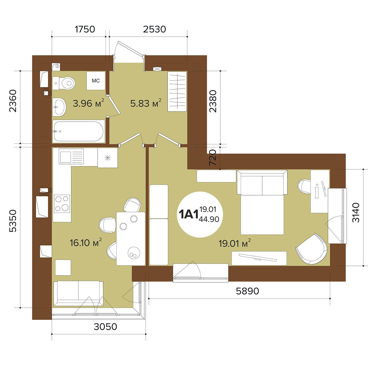 1-комнатная 44.9 м² в ЖК Фаворит Premium от 22 000 грн/м², г. Ирпень