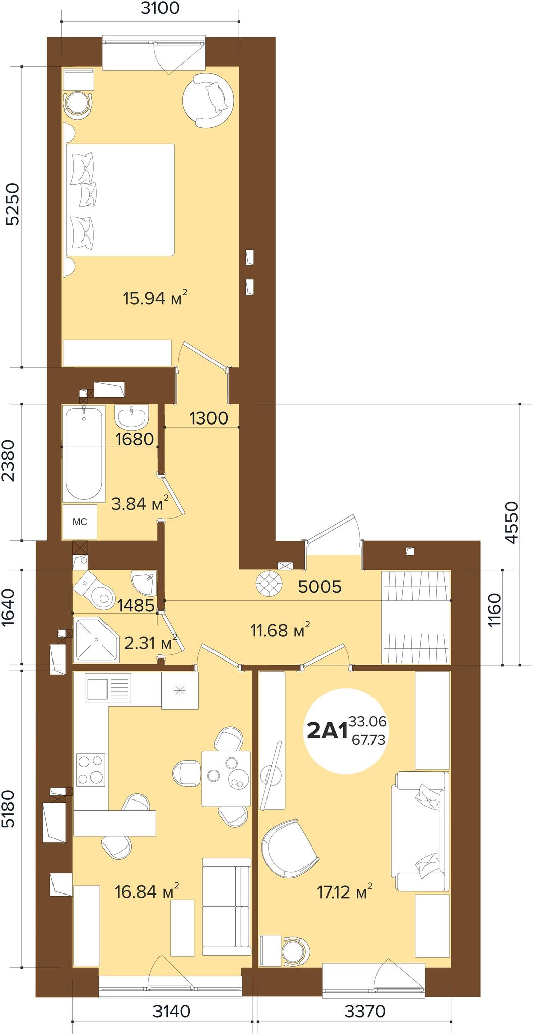 2-кімнатна 67.73 м² в ЖК Фаворит Premium від 21 000 грн/м², м. Ірпінь
