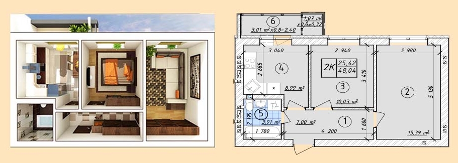 2-комнатная 48.04 м² в ЖК Власна квартира от 32 000 грн/м², Киев