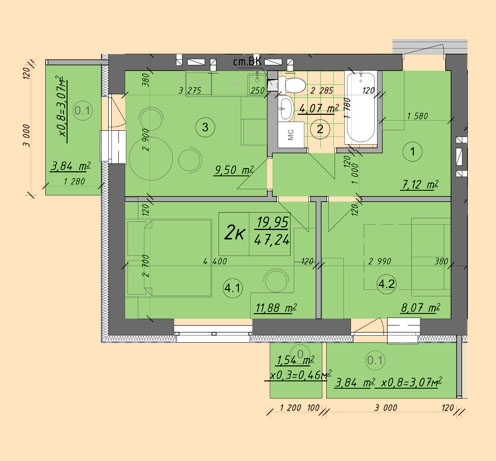 2-кімнатна 47.24 м² в ЖК Власна квартира від 32 000 грн/м², Київ