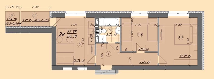 2-комнатная 50.59 м² в ЖК Власна квартира от 32 000 грн/м², Киев