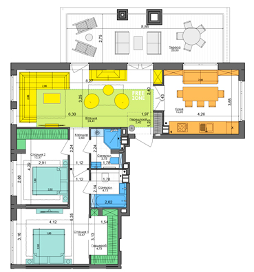 2-кімнатна 92.86 м² в ЖК Файна Таун від 55 050 грн/м², Київ