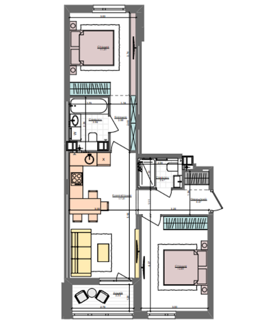 2-кімнатна 58.6 м² в ЖК Файна Таун від забудовника, Київ