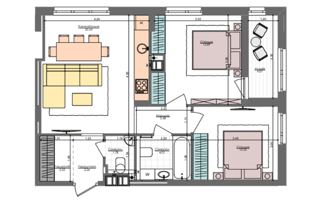 2-кімнатна 60.6 м² в ЖК Файна Таун від забудовника, Київ