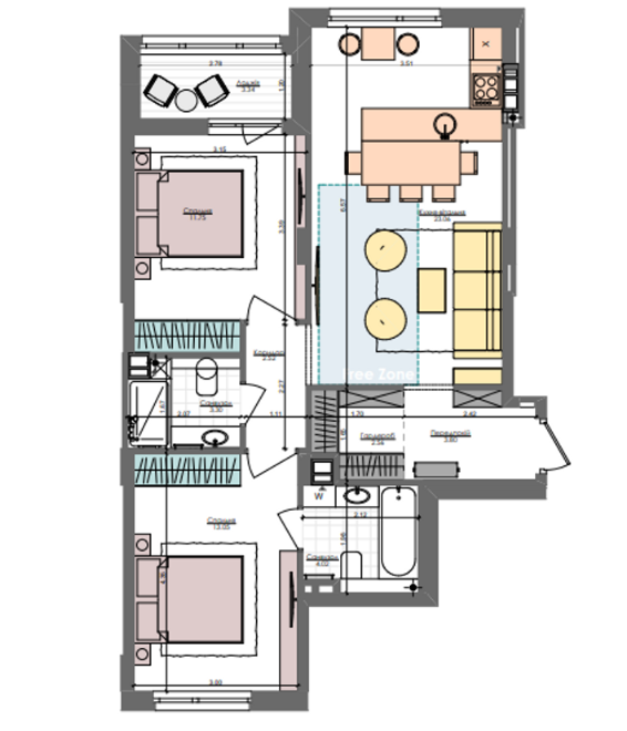 2-кімнатна 67.3 м² в ЖК Файна Таун від 28 550 грн/м², Київ