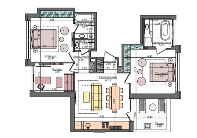 2-кімнатна 79.67 м² в ЖК Файна Таун від 28 550 грн/м², Київ