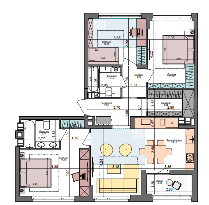 3-кімнатна 87.36 м² в ЖК Файна Таун від 31 200 грн/м², Київ