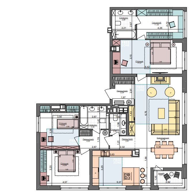 3-комнатная 141.89 м² в ЖК Файна Таун от 31 200 грн/м², Киев