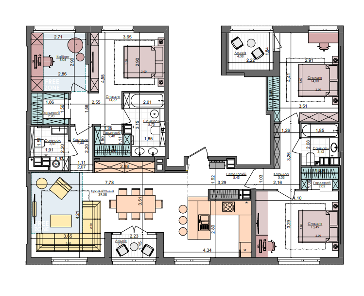 3-кімнатна 129.4 м² в ЖК Файна Таун від 31 200 грн/м², Київ