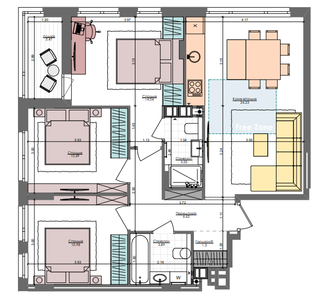 3-комнатная 78.6 м² в ЖК Файна Таун от 38 400 грн/м², Киев