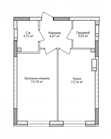 1-комнатная 42.95 м² в ЖК City Park от 12 500 грн/м², г. Ирпень