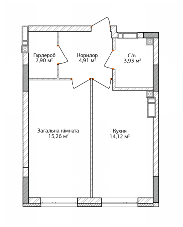 1-кімнатна 41.12 м² в ЖК City Park від 12 500 грн/м², м. Ірпінь