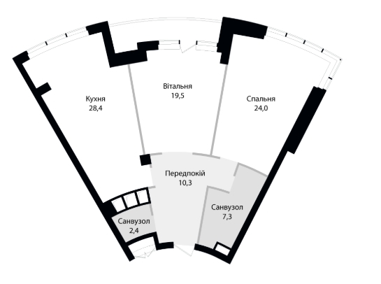 2-комнатная 97 м² в ЖК Skyline от 120 400 грн/м², Киев