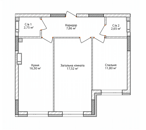 2-комнатная 58.88 м² в ЖК City Park от 12 500 грн/м², г. Ирпень