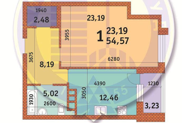 1-комнатная 54.57 м² в ЖК Лумумбы от 48 262 грн/м², Киев