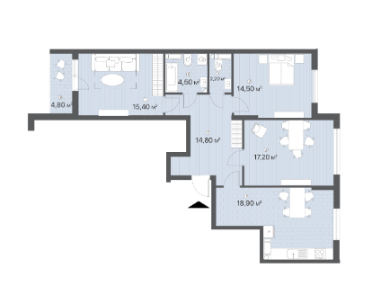 3-кімнатна 92.3 м² в ЖК Лебединий від 33 000 грн/м², Київ