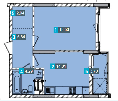 1-комнатная 49.11 м² в ЖК Демеевка от 32 600 грн/м², Киев